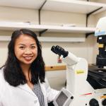 sitting at confocal microscope